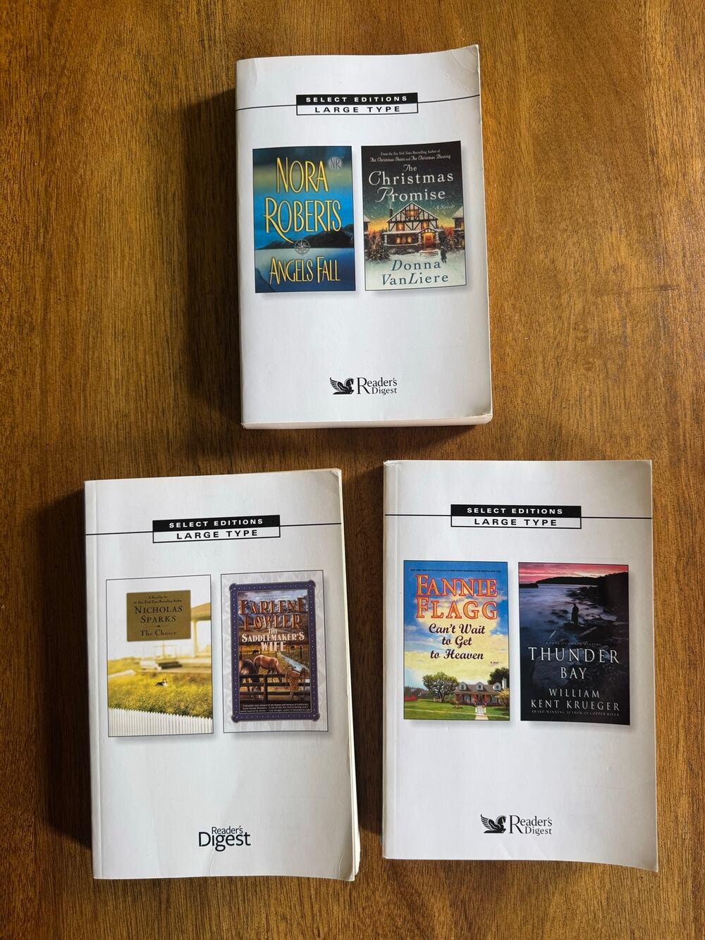 Reader’s Digest Large Print Books Lot 3 Sparks Roberts Flagg Krueger 2008-09